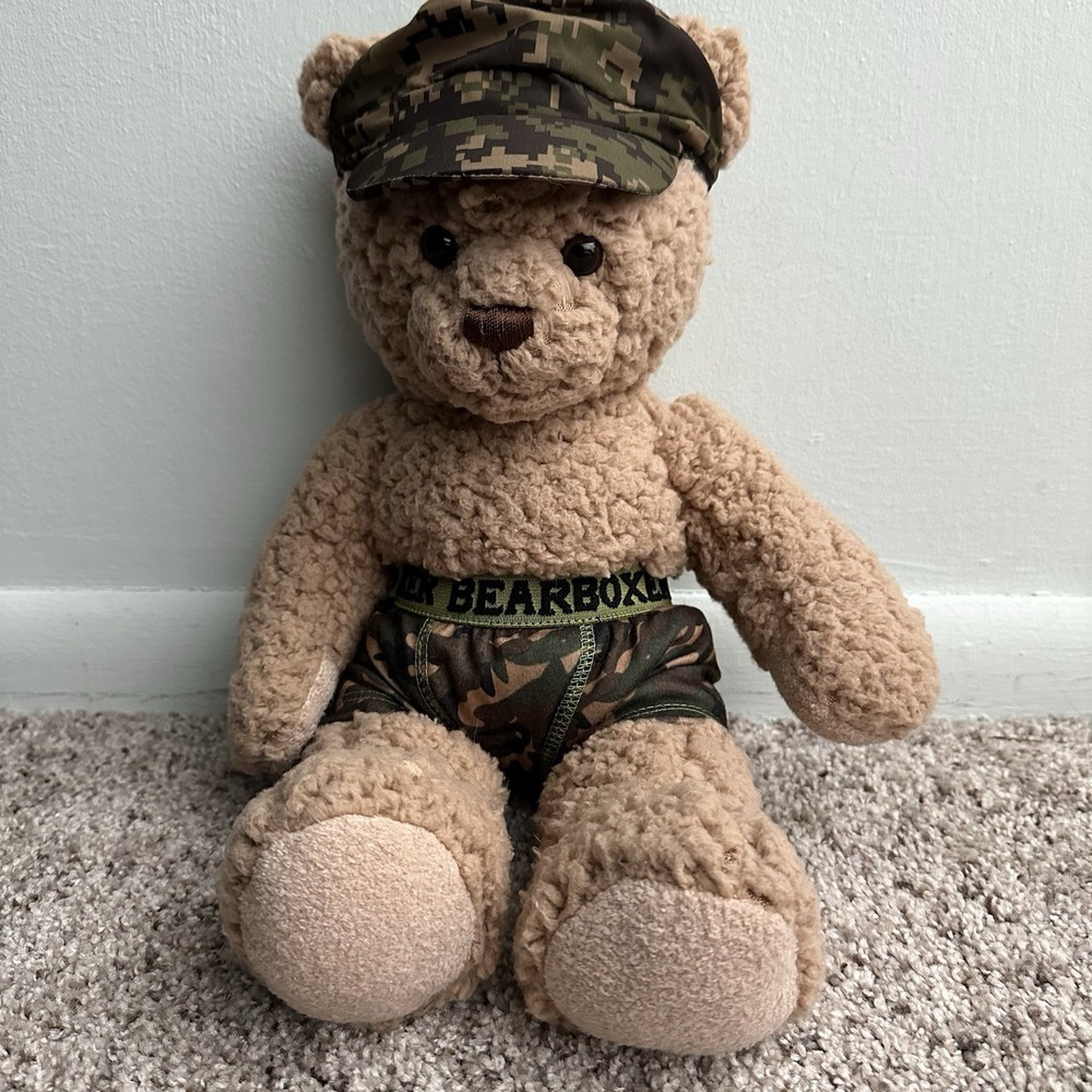 Build A Bear‎ Workshop Brown Stuffed Plush 15 Inch Teddy Bear W/ Bearboxer Hat
